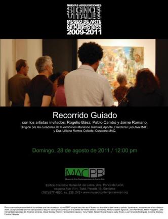 Invitation for guided tour with artists participating in Signos Vitales exhibition